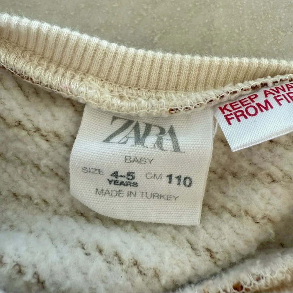 Zara Girls “Let’s Be Kind” Striped Sweatshirt | Appliqué Face | 4–5Y